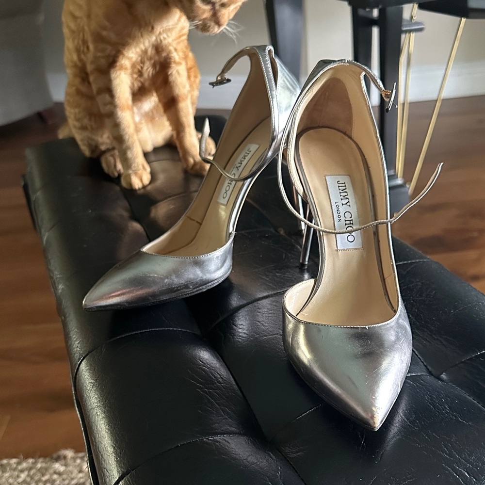 Jimmy Choo Metallic Silver Heels